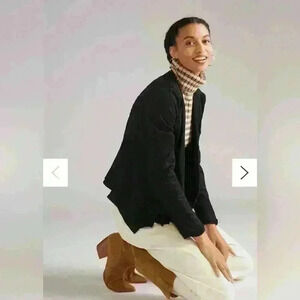 Anthropologie Hutch Black faux Suede Draped Front Jacket size Large